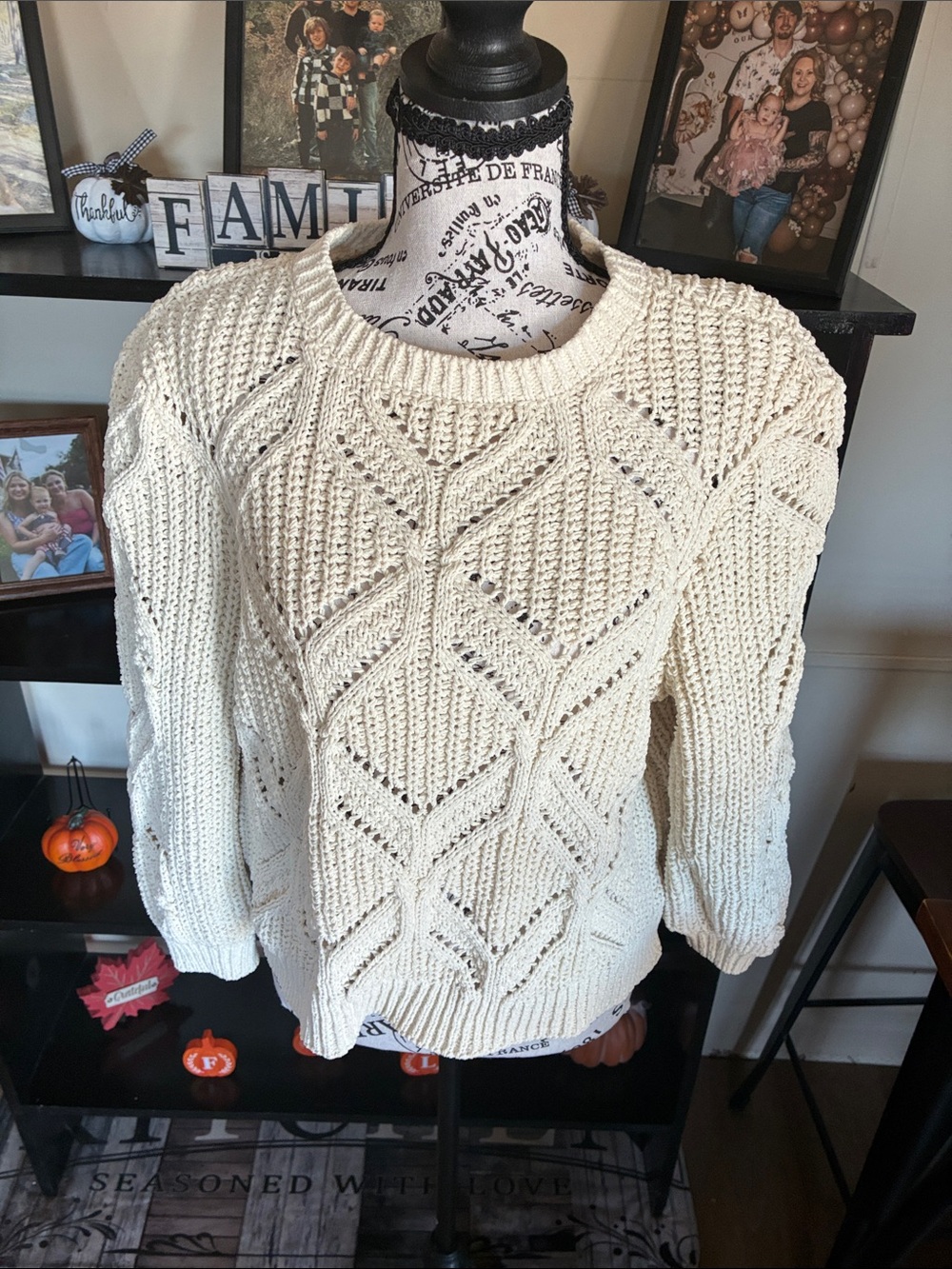 Maurice’s Beautiful Women's Cream Soft Open-Knit Crop-Style Sweater M - Picture 6 of 6
